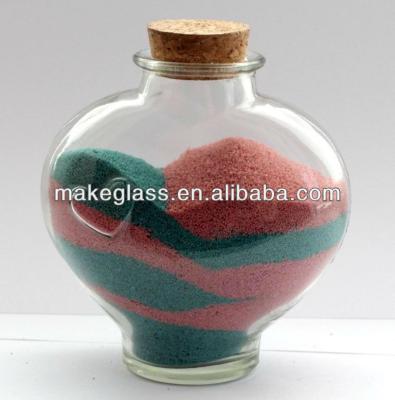 China Sustainable Glass Jar With Wooden Lid , Heart Shaped Glass Jar With Cork Lid for sale