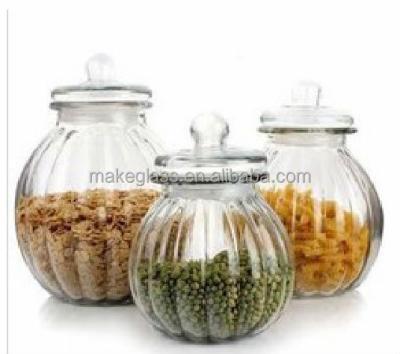 China Sustainable glass jar set / clear airtight glass jar withlid / glass food jar with lid for sale