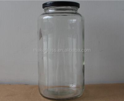 China Sustainable factory1000ml glass jar with tin cap pickle glass jar glass food canning jar for sale