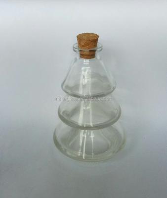 China Sustainable Christmas Tree Shaped Glass Bottle With Cork , 90ml Glass Bottle for sale