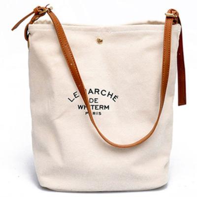 China 100% High Quality Custom Canvas Eco Friendly Design Logo Color Eco Friendly Shopper Cotton Tote Shoulder Bags With Brown Leather Handles for sale