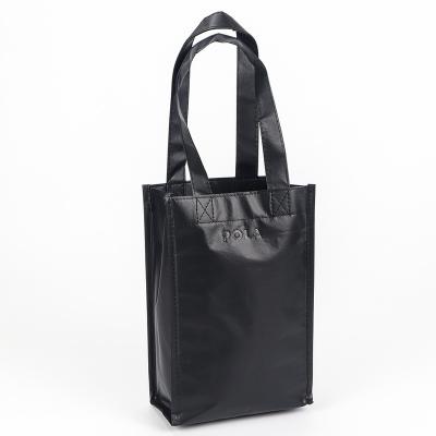 China Logo Woven Bottle Recyclable Black Small Non Custom Wholesale Eco Friendly Tote Bag for sale