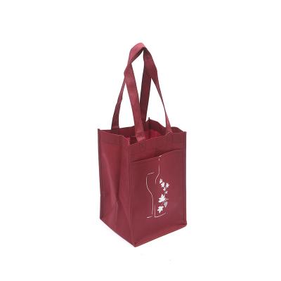 China Eco-friendly wholesale custom folding reuse wine beer champagne bottle pp laminated non woven bag for sale