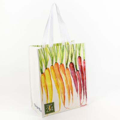 China Wholesale Vegetables Handled Print Eco Grocery Foldable PP Woven Tote Shopping Bag for sale