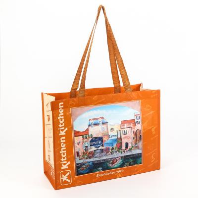 China Eco-Friendly Customize Eco Rpet High Quality Reusable Laminated Laminated Foldable Grocery Bag for sale