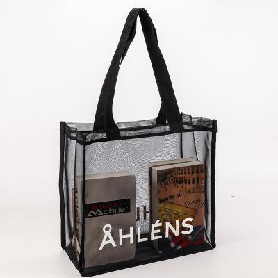 China Wholesale Custom Transparent Beach Bag Large Folding Reusable Mesh Women Tote Shopping Bag Eco-Friendly for sale