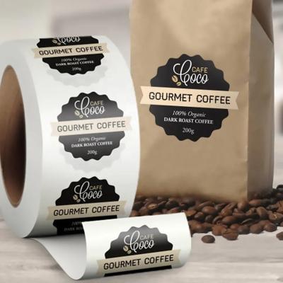 China Waterproof Manufacturers Price Custom Brand Logo Adhesive Roll Labels Stickers for Coffee Label for sale