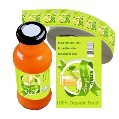 China Waterproof Body Label Bottle Packaging Vinyl Cheap Price Pack Label Color Printed Glass Bottle Label For Juice for sale