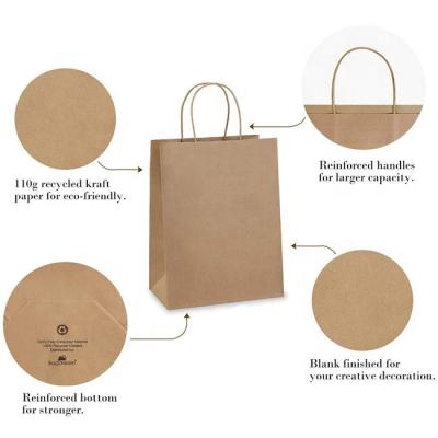 China Nature Kraft Paper Bag Biodegradable Medium LOGO Printed Kraft Paper Shopping Bags Retail Manufacturers for sale