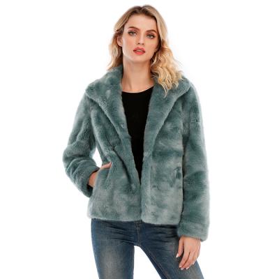 China Anti-wrinkle High Street Faux Fur Jacket For Women Warm And Soft Fur Coat Blue for sale