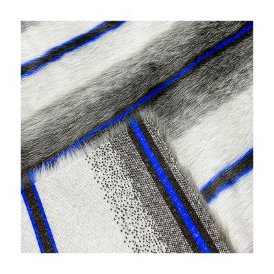 China Short Pile Garment Faux Fur Fabric For Home Garment Textile Three-color Stripes Jacquard for sale