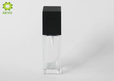 China Vierkante Duidelijke Glas Lege Kosmetische Containers met Pompglb Capaciteit 30ml 1 oz Te koop