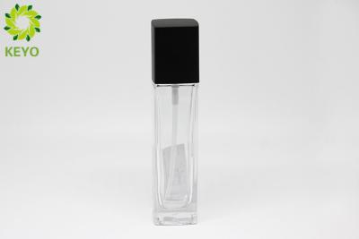 China Transparent Empty Glass Pump Bottles Square Shape For Foundation / Concealer / Lotion for sale