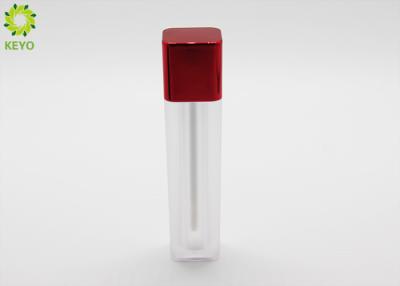 China Square Empty Lip Gloss Tubes 5ml 6ml 8ml With Glossy Electroplating Red Cap for sale