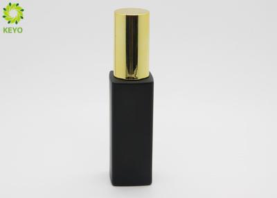 China 30ml 50ml Matte Black Square Serum Glass Bottle With Custom Gold Aluminum Pump Cap for sale