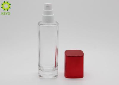 China Custom Color Pump Cap 100ml Transparent Glass Bottle For Body Lotion Packaging for sale