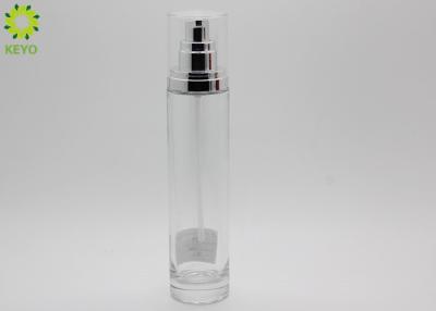 China Serum Moisturizer Lotion Empty Skin Care Bottles With Silver Pump Clear Cap for sale