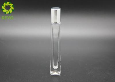 China 10ml Thick Bottom Empty Square Roll On Glass Bottles With Silver Aluminum Cap for sale