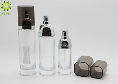 China 100ml Square Shaped Clear Empty Lotion Bottles With Pump , Glass Cosmetic Package for sale