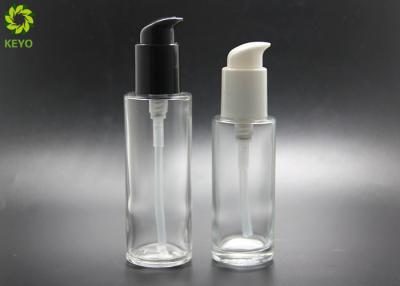 China 80ml 100ml Cosmetic Lotion Round Clear Gel Lotion Empty Glass Pump Bottle for sale