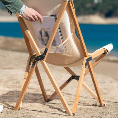 China Easy To Fold And Carry Outdoor Furniture Folding Beach Chair Wooden Folding Chair Easy To Carry for sale