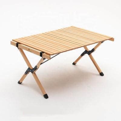 China Easy To Fold And Carry Wholesale Hot Selling Beech Wood Table Outdoor Roll Table Wooden Folding Camping Table for sale