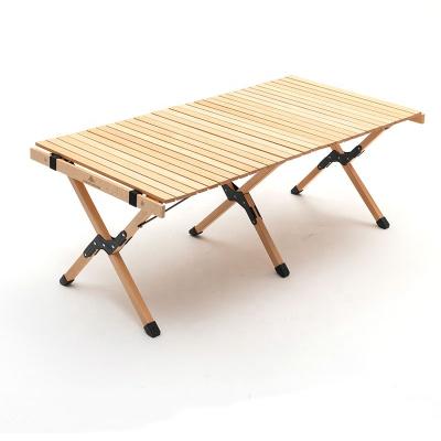 China Easy To Fold And Carry Table Korean Restaurant Grill Outdoor Activities 4 Inch Roll Up BBQ Camping Solid Wood Picnic Folding Outdoor Table for sale