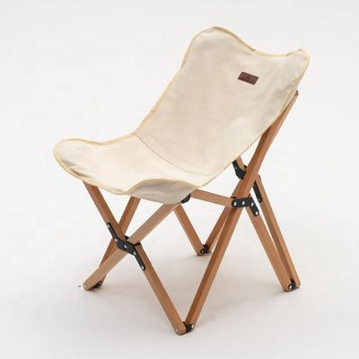 China Easy to fold and carry new style beech wood sling beach chair picnic foldable leisure outdoor camping chair for sale