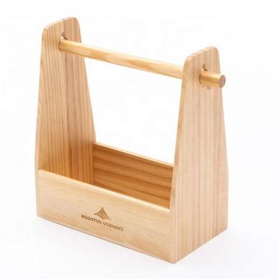 China Easy To Carry New Style Small Wooden Storage Basket Pine Wood Rack Cheap Rustic Outdoor Basket Wooden Rack for sale