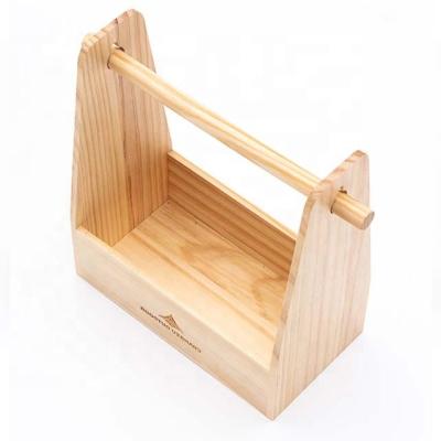 China Easy To Carry New Design Portable Natural Wooden Picnic Basket With Wooden Box for sale