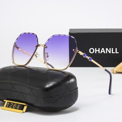 China Fashion sunglasses brand double C luxury high-end 1:1 original imported leisure material sunglasses for sale