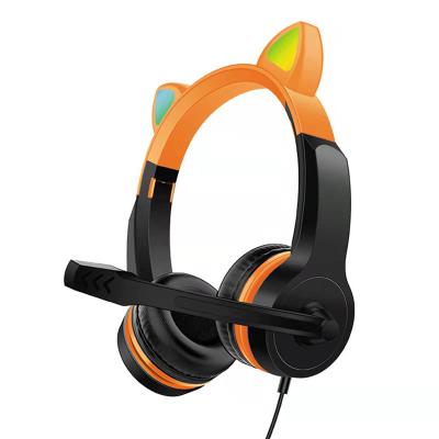 China Colorful headband wholeprice cat ear headphones headsets noise cancel headphones for girl,kids for sale