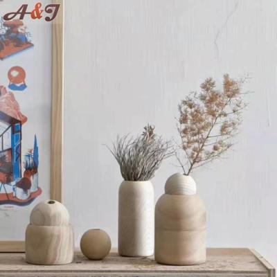 China 2021 New China Style Wooden Vase For Ornament Wooden Bottle For Decoration for sale