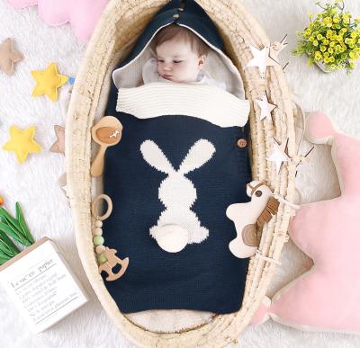 China Breathable Soft Thick Fleece Covers Newborn Baby Winter Warm Sleeping Bags Knit Wraps Wrap Baby Sleeping Bag Stroller for sale