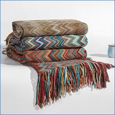 China Warmer And Soft Boho Wholesale Customized Bohemian Geometry Blanket Sofa Throw Blanket for sale