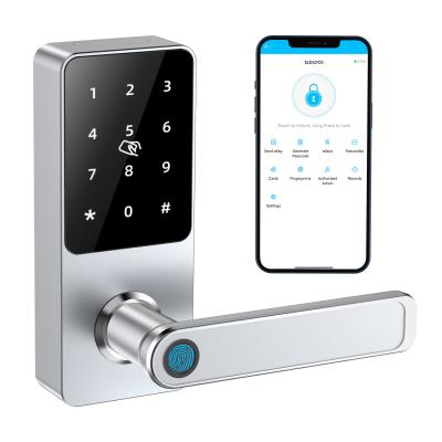 China Home Single Keyless Door WiFi Fingerprint Password Numeric Keypad Touch Screen Aluminum Alloy Smart Card Latch Lock for sale