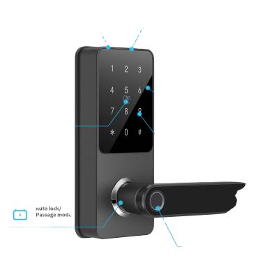 China Aluminum Zinc Alloy Biometric Code TT Smart Lock Fingerprint Panel /Handle Latch Remote Control Single Door Locks for sale