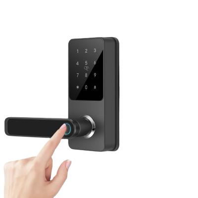 China TT Code Aluminum Zinc Alloy Biometric Smart Lock Fingerprint Touch Screen Panel /Handle Latch Remote Control Single Door Lock for sale