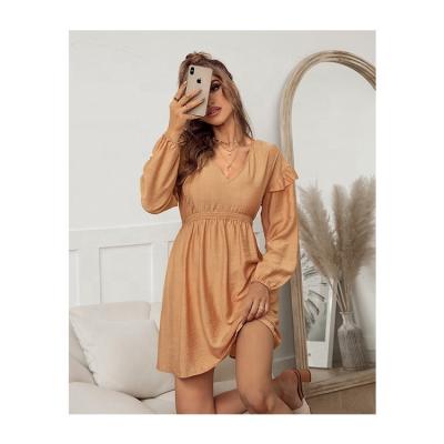 China 2022 Anti-Static New Design Long Sleeve Lace Up Sexy Dresses Casual Loose Summer Shorts Dress For Ladies for sale