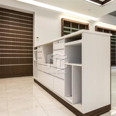 China China Pharmacy Wholesale Environmentally Friendly Furniture Luxury High Grade Wood Shelves Design For Pharmacy Chain Store for sale