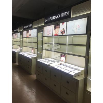 China Modern Commercial Beauty Salon Vending Cases Make Up Stand Gondola Display Retail Store Decoration Cosmetic Display Cabinet for sale