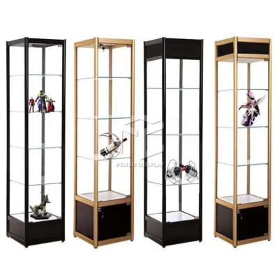 China Modern Cheap Price High Grade Marble Glass Display Cabinet Showcase With LED Light for sale