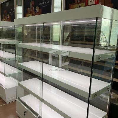 China Unique Antique Tobacco Shop Furniture Vape Store Fixtures Product Shows Cigar Showcase Smoke Shelf Store for sale