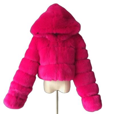 China New Regular Warm Trendy Fur Coats Woman With Hood Winter Bubble Fur Top Imitation Jacket Plus Size Fashion Fox Fur Coats Women for sale