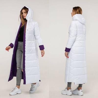 China Stylish simple paneled super ladies cotton jackets women winter fashion coats breathable warm hooded women long parkas for sale