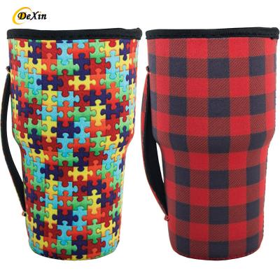 China Waterproof Custom Printing 30oz Iced Coffee Cup Neoprene Insulated Sleeves Reusable Tumbler Handled Coffee Cup Sleeve for sale