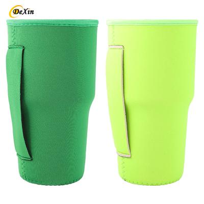 China Waterproof Custom Insulated 30oz Tumbler Cup Holder Cover Insulated Neoprene Iced Coffee Cup Insulator Sleeve With Handle for sale