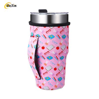 China Waterproof Custom Printing Collapsible Insulator personalized Blue Reusable Neoprene Water Milk Coffee Cup Sleeves Stubby Holder Cooler for sale