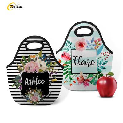 China Waterproof Wholesale SBR Lunch Bag Neoprene 2022 Customizable Kids Insulated Lunch Bag Cooler Neoprene Lunch Tote for sale