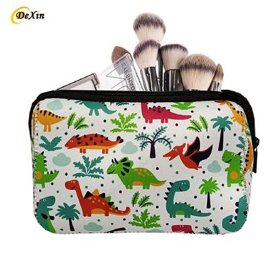 China Durable Custom Private Label Beauty Sublimation Purple Neoprene Cosmetic BagTravel Toiletry Women Makeup Bag for sale